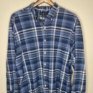 Ralph Lauren Indigo Oxford, Blue Paid, Long-sleeved, Size XXL